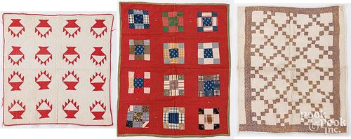 THREE PATCHWORK CRIB QUILTS,