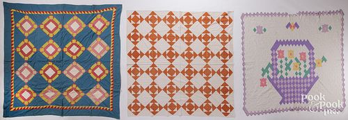 THREE PATCHWORK QUILTS, 20TH