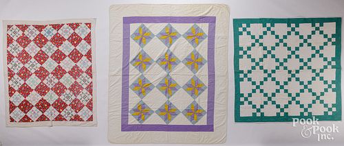 THREE PATCHWORK QUILTS, 20TH