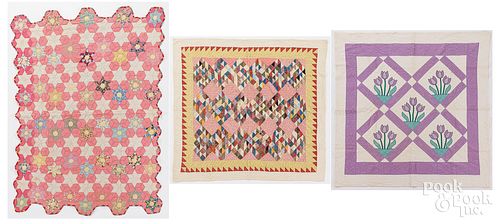 THREE PATCHWORK QUILTS, EARLY TO