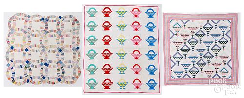 THREE PATCHWORK QUILTS, EARLY TO