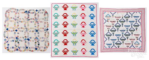 THREE PATCHWORK QUILTS, EARLY TO