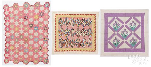 THREE PATCHWORK QUILTS, EARLY TO
