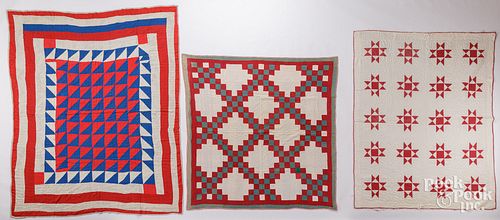 THREE PATCHWORK QUILTS, MID 20TH