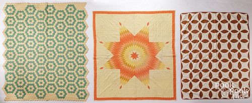 THREE PATCHWORK QUILTS, MID TO LATE