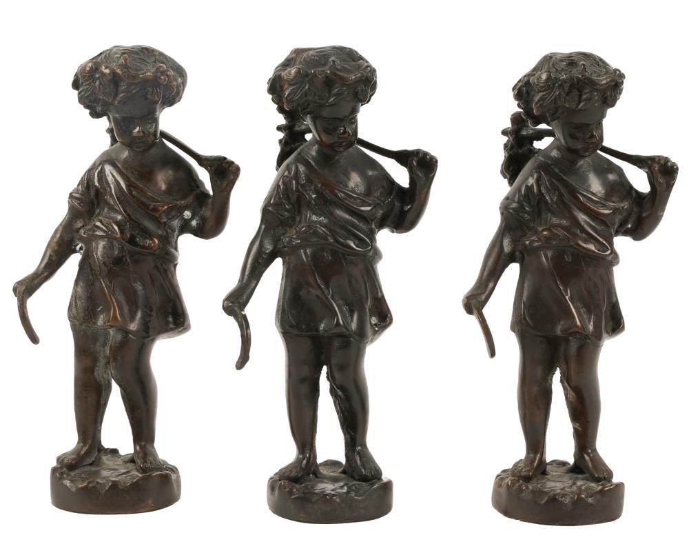 THREE PATINATED BRONZE FIGURESThree
