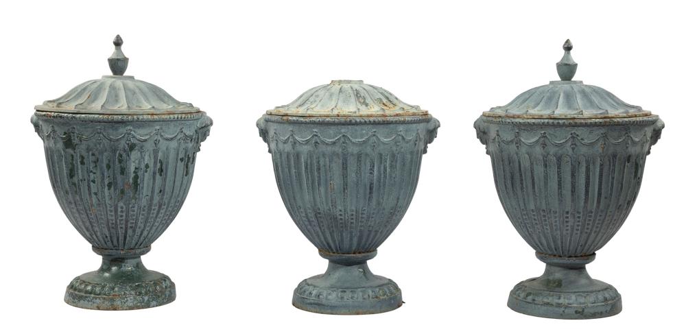 THREE PATINATED LEAD GARDEN