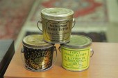 THREE PEANUT BUTTER TINS. ''Go