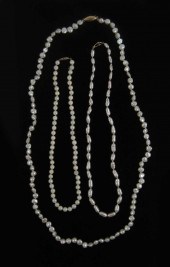 THREE PEARL AND FOURTEEN KARAT