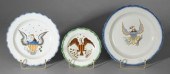 Three pearlware eagle plates: