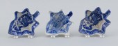 THREE PEARLWARE PICKLE DISHES