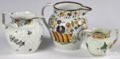 THREE PEARLWARE PITCHERS, 19TH