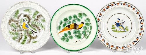 THREE PEARLWARE PLATESThree