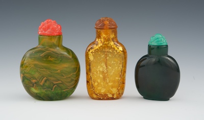 Three Peking Glass Snuff Bottles