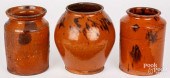 THREE PENNSYLVANIA REDWARE JAR