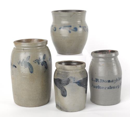 Three Pennsylvania stoneware crocks