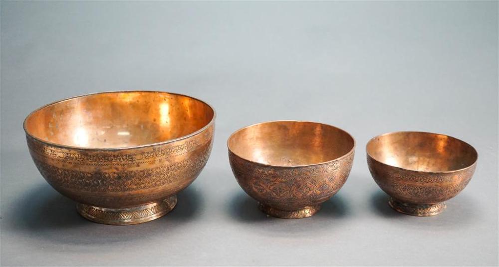 THREE PERSIAN OR INDIAN BRASS