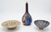 THREE PERSIAN POLYCHROME DECOR