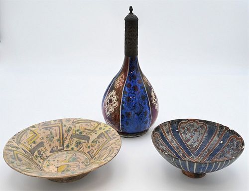 THREE PERSIAN POLYCHROME