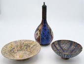 THREE PERSIAN POLYCHROME DECOR