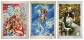 THREE PERSIAN TABRIZ TABLEAU (