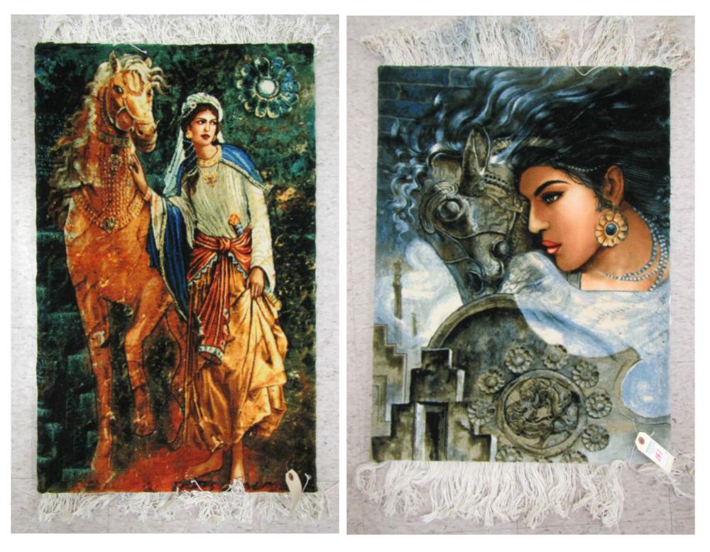 THREE PERSIAN TABRIZE TABLEAU