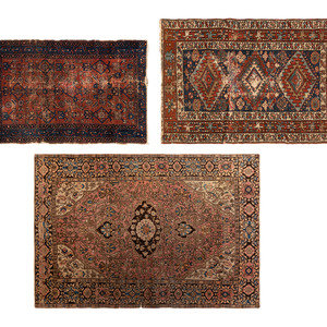 Three Persian Wool Area Rugs 20th