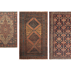 Three Persian Wool Area Rugs 20th