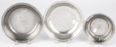 THREE PEWTER BASINSThree pewte