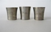 Three pewter beakers    boardm