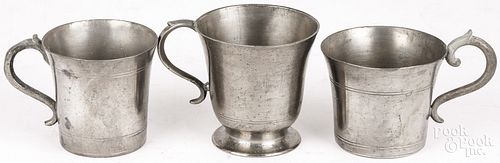 THREE PEWTER BEAKERS/CUPSThree