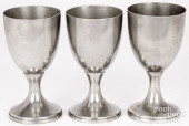 THREE PEWTER CHALICES, 19TH C.