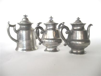 Three pewter coffeepots    e.