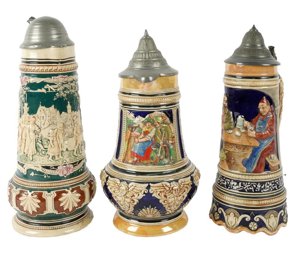 THREE PEWTER-MOUNTED GERMAN