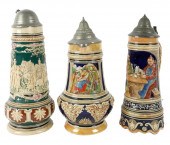 THREE PEWTER-MOUNTED GERMAN ST