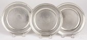 THREE PEWTER PLATESThree pewte