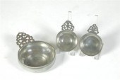 THREE PEWTER PORRINGERS.  Amer