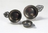 Three pewter porringers    con