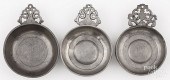 THREE PEWTER PORRINGERS, EARLY