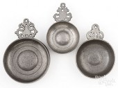 THREE PEWTER PORRINGERSThree T