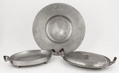 THREE PEWTER SERVING ITEMSThre