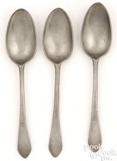 THREE PEWTER TABLESPOONS BY RI