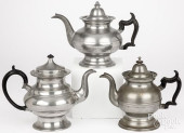 THREE PEWTER TEAPOTS, G. RICHA