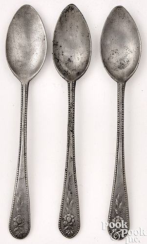 THREE PEWTER TEASPOONS BY RICHARD