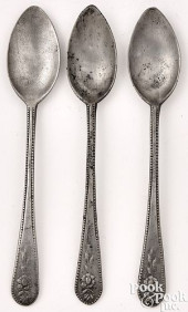 THREE PEWTER TEASPOONS BY RICH