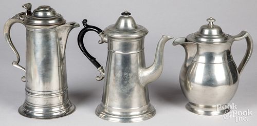 THREE PEWTER VESSELSThree pewter