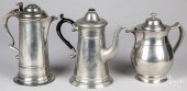 THREE PEWTER VESSELSThree pewt
