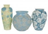 THREE PHOENIX MOLDED GLASS VAS