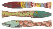THREE "PICKET FENCE FISH" WALL