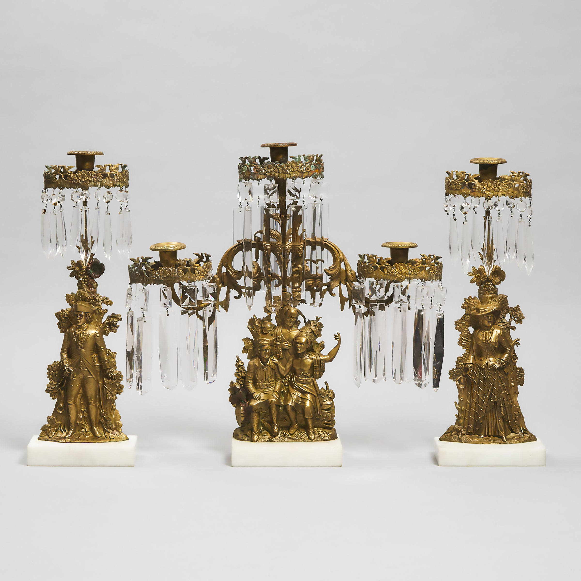 Three Piece American Gilt Brass and